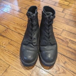 Vince Monastir Black Suede/Nubuck Lace Up Moto Combat Boots size 6